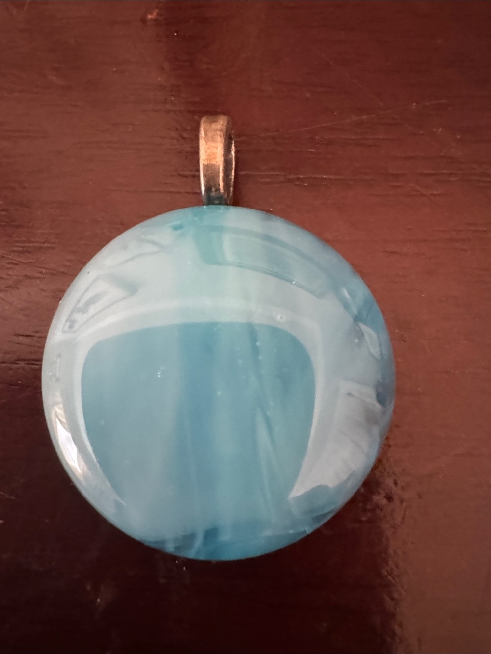 🩵 Handmade Fused Glass Aqua Blue Pendant